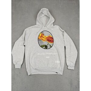 Civil Regime Hoodie Mens Large Gray Burn For Me Blooming Through Chaos Graphic